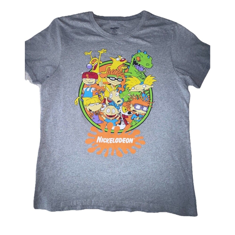 Nickelodeon Mens L T-Shirt 90's Characters Collage Rugrats/Ren & Stimpy Shirt